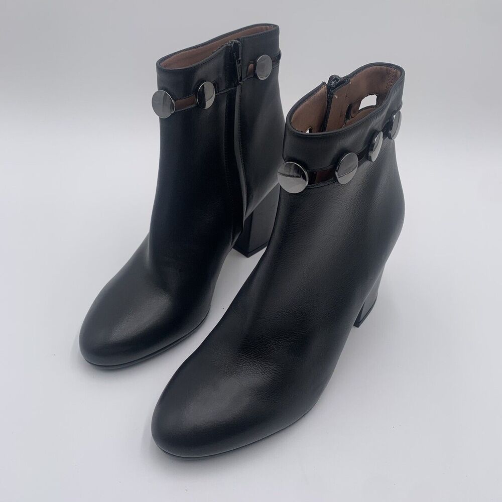 Albano Ankle Boot Plateau Black‎ Leather Side Zipper Block Heel EU 38 7.5 US